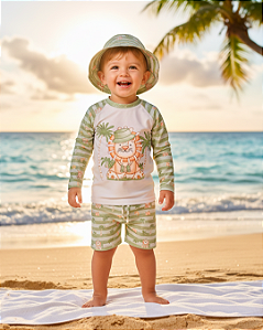 Conjunto Infantil Masculino Linha Praia c/ chapeu UV50 15289