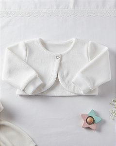 Bolero Bebê em Plush com Botão de Pressão de Strass 3791