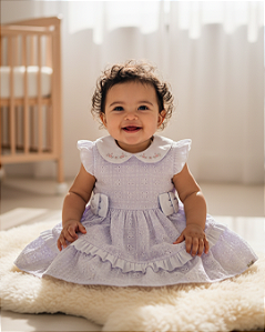 Vestido Lese Delicado: Babado, Bordado e Laços Paraiso 17033