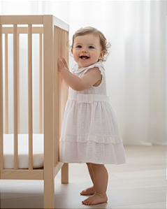 Vestido Lese Delicado: Babado, Bordado e Laços Paraiso 17033