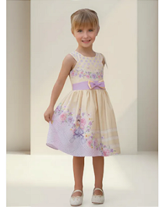 Vestido Infantil Estampado com Tule na Saia  Paraiso 14046