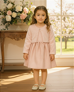 Vestido em Chiffon estampado com Bolero de pelo Paraiso 14889