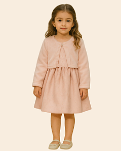 Vestido em Chiffon estampado  com Bolero de pelo Paraiso 14889