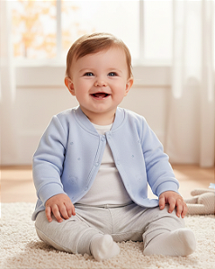 Casaco Bebê Microsoft com Bordado e Botão de Pressão 14319