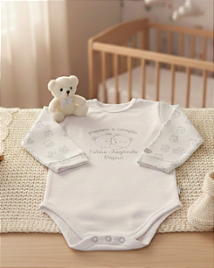 Body Longo Unissex em Malha Conforto com Frase Letut 15139