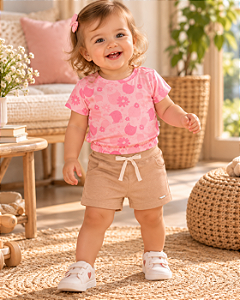 Conjunto Bebê Feminino Camiseta e Shorts Lebhua 16711