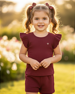 Conjunto Infantil Cropped e Shorts Meia Malha Tiny Joy 11588