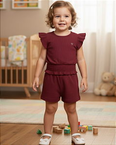 Conjunto Infantil Cropped e Shorts Meia Malha Tiny Joy 11588