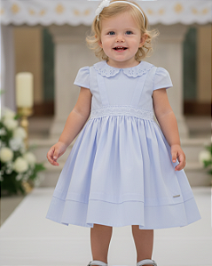 Vestido Bebe Batizado Gola Bordada Paraiso 17112