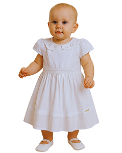 Vestido Infantil Batizado  Gola Bordada Paraiso 17112