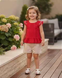 Conjunto Infantil Feminino Bata Sarja e Shorts Paraiso 15581