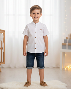 Conjunto Infantil Masculino Camisa ShortsJeans Paraiso 15569