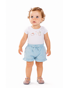 Conjunto Bebê Feminino Curto Body e Shorts Cotton PB 48618