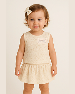 Conjunto Infantil Feminino Blusa Laise Saia Short 48730