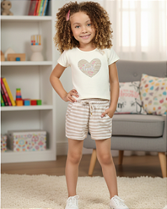 Conjunto Infantil Feminino Cropped e Shorts Tiny Joy 11533