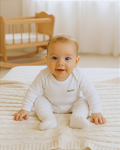 Conjunto Bebê Unissex Body Suedine e Calça Vira Pé 5994