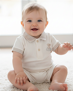 Macacão Bebê Masculino Curto Meia Malha Dog Letut 16542