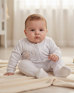 Macacão Bebê Unissex Longo Zíper Bordado Letut 15046