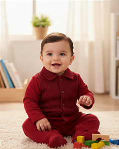 Macacão Bebê Masculino Plush Longo Bordado Paraíso 14503