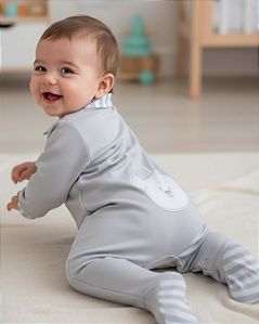 Macacão Bebê Masculino Longo Suedine Bordado Letut 13500