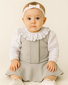 Vestido Bebê Malha Roma Body MLonga Bordado Paraiso 17859