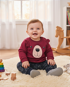 Conjunto Bebê Masculino Blusão e Calça em Moletom 11037