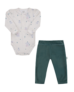 Conjunto Bebê Feminino Longo Body e Calça Plush Letut 17342