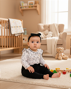 Conjunto Bebê Feminino Longo Body e Calça Letut 17361