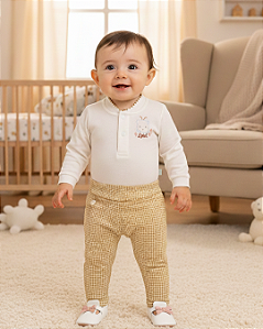 Conjunto Bebê Feminino Longo Body e Calça Letut 17364