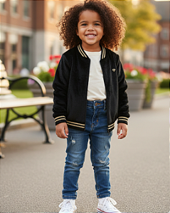 Jaqueta Infantil Feminina Pelinho Boxy com Zíper 11805