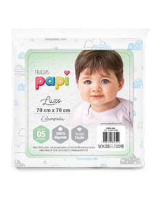Kit 5 Fraldas Papi Luxo Estampado 100% Algodão 70x70cm  0614