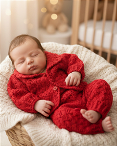 Conjunto Bebê Unissex Crochê Lã Artesanal Linha Encanto FL