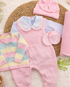 Saída Maternidade Feminina Tricô 6pçs Bebê Tricot MM208