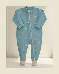 Macacão Bebê Masculino Longo Plush Estampado Letut 17261
