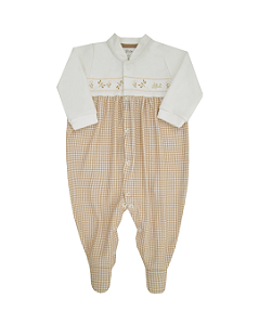 Macacão Bebê Feminino Longo Malha Tricô Vichy Letut 17302
