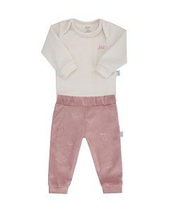 Conjunto Bebê Longo em plush Body e Calça Letut 17348