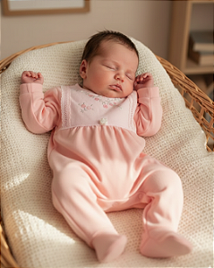 Macacão Bebê Feminino Longo com Pala Bordada Paraíso 17728