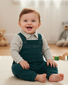 Macacão Bebê Masculino Longo com Estampa Paraíso 17720