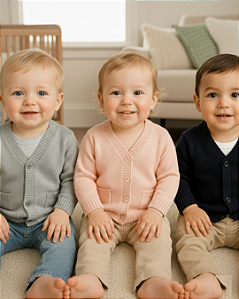 Casaco Bebê Aconchego com Botões Caseados Tricô Fofinho 1503