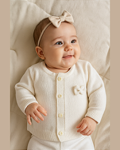 Casaco Bebê Feminino Tricô Fofinho com Lacinho  421504