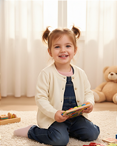 Casaco Infantil Feminino Laços Decorativos em relevo Thamy