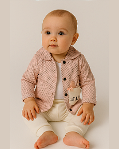 Conjunto Bebê Feminino  Body, Calça e Casaco Baby Fluffy 7014