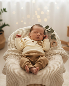 Conjunto Bebê Masculino Body, Calça algodão Baby Fluffy 5034