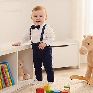 Conjunto Batizado Bebê Masculino - Suspensório e Gravata 190