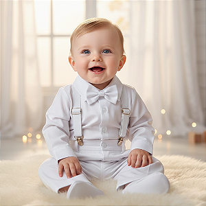Conjunto Batizado Bebê Masculino - Suspensório e Gravata 090