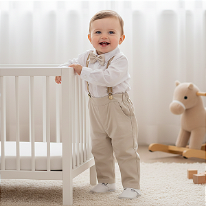 Conjunto Batizado Bebê Masculino - Suspensório e Gravata 021