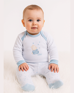Conjunto Bebê Masculino Longo Plush Body e Calça Letut 14220