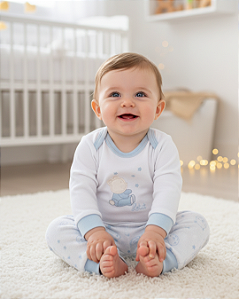 Conjunto Bebê Masculino Longo Plush Body e Calça Letut 14220