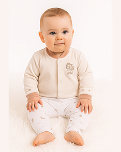 Conjunto Bebê Masculino Longo Plush Body e Calça Letut 14219
