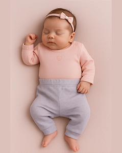 Conjunto Bebê Feminino Longo Body Bordado  Calça Letut 15831